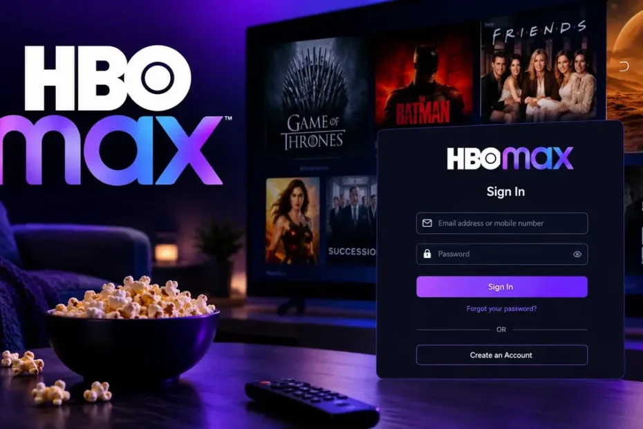 HBO Max Login – HBO Max sign in page and streaming interface