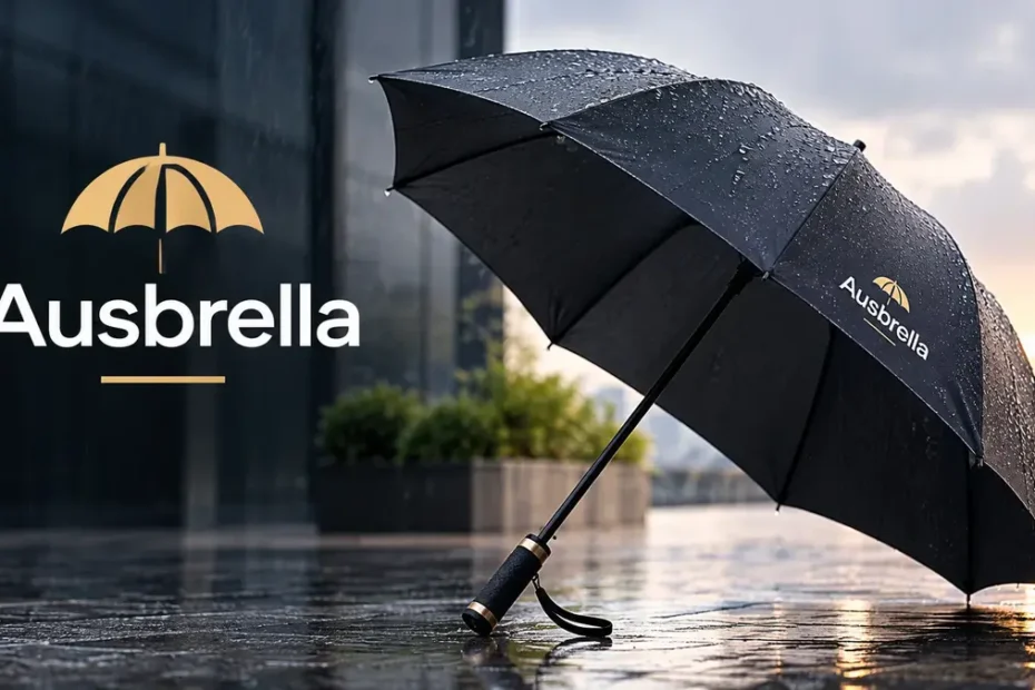 Ausbrella premium black umbrella in rainy weather